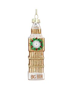 Gisela Graham Big Ben With Wreath Glass Tree Decoration